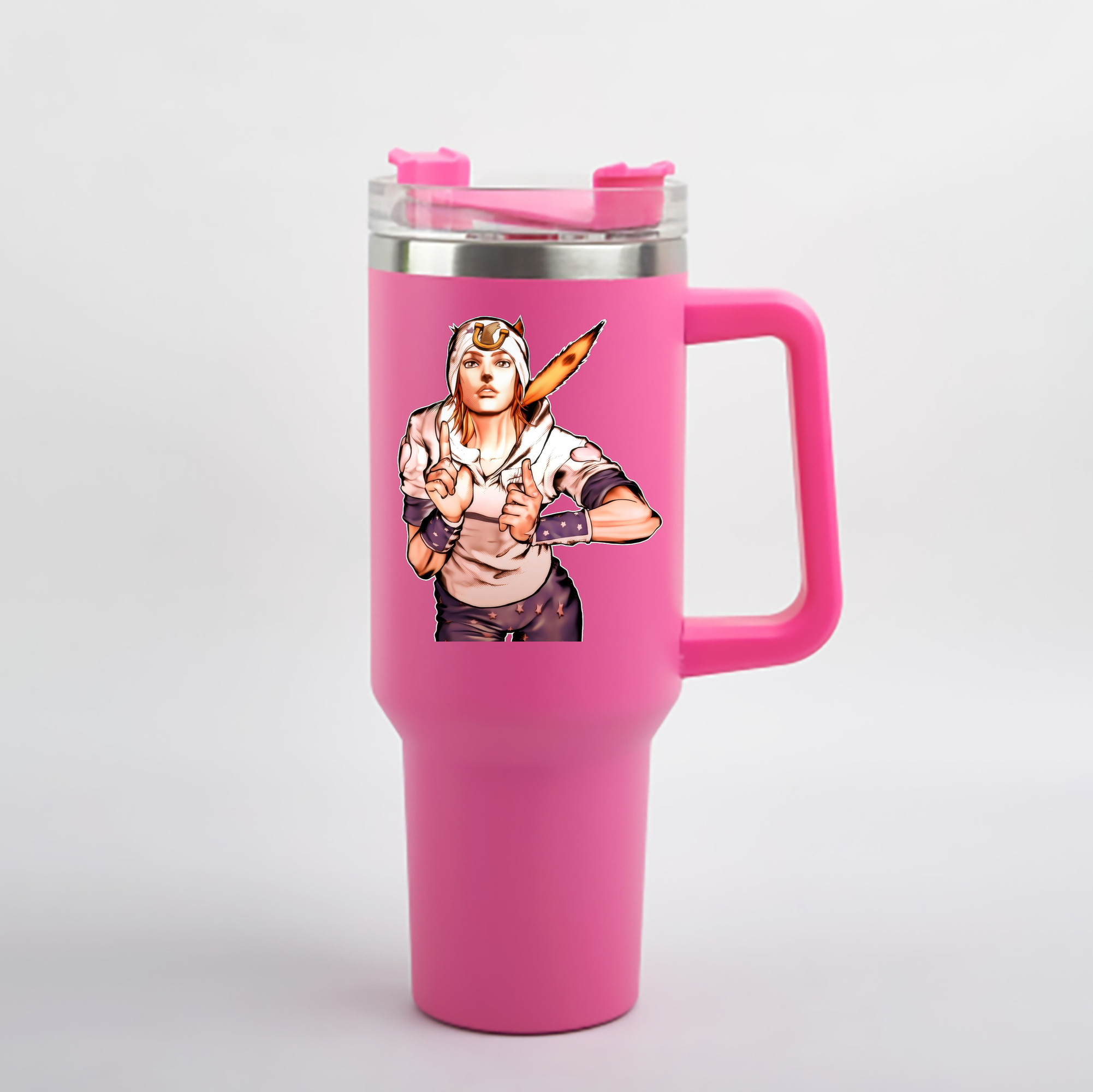 （画像用） ジョジョの奇妙な冒険 ジョナサン?ジョースター JoJo's Bizarre Adventure Jonathan Joestar 1200mL車用タンブラー - クリスタルステッカー（プラスチックストロー付き）
